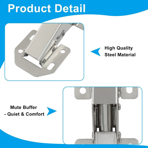 Ninety Degree Surface Mount Hidden Cabinet Hinge No Pre Drilled Concealed Hinges For Kitchen Cupboard Doors Set Of 10 In Cold Rolled Steel With Nickel Finish Durable Frameless Cabinet Hardware showing steel material and mute buffer feature