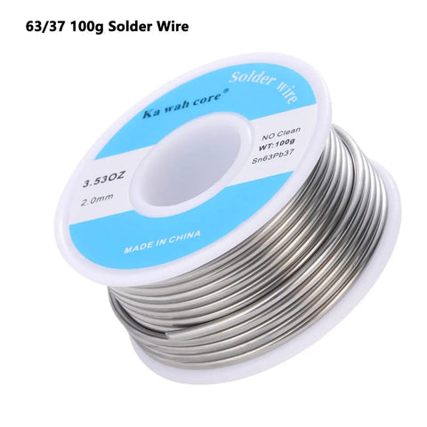 2.0mm Rosin Core Solder Wire 63/37 Alloy, 100G Roll For Electronics Soldering And Repair with blue label on spool