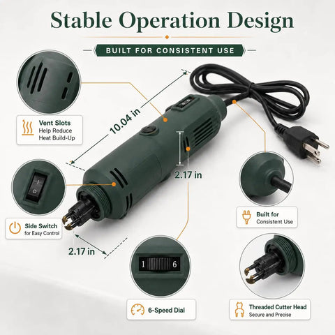 Handheld Electric Magnet Wire Stripping Machine With Six Speed Settings For Precise Enameled Copper Wire Removal Portable power tool design features and dimensions.