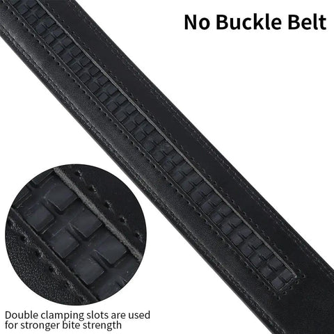 Black No Buckle Belt Strap for Men PU Durable Waistband Replacement, Adjustable Length 110 to 130 cm, 3.5 cm Wide, Easy Slip On Comfort, Everyday Wear Ready
