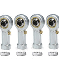 Rod End Bearings With 1/4 Inch Bore And 1/4-28 Female Thread, Spherical Ball Joint, Heavy Duty Steel Body, Hardened Bearing Steel Ball, 13 Degree Misalignment Capability, 7.7 kN Static Load, 4.5 kN Dynamic Load, pack of 4 with nuts