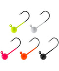 Rugged Lead Free Tungsten Jig Heads With Premium Mustad Hooks 1/32 To 1/8 Oz Pack Of 5 in various colors for freshwater fishing.