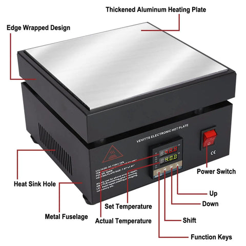 Digital LED Soldering Hot Plate 110V 850W Preheating Station with aluminum plate and control panel