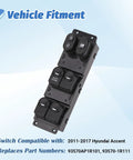 Hyundai Accent Front Left Driver Power Master Window Switch Control Button Replacement 2011 2017 OEM 93570AP1R101 935701R111 16 Pins