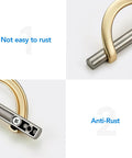 Close-up of Brushed Brass And Brushed Nickel Cabinet Pulls 5 Inch Center To Center Curved Handles showing rust-resistant finish