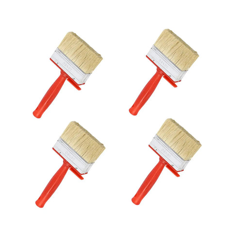 4 Piece Stain Applicator Brush Set With Natural Bristles For Decks Terraces And Furniture Coatings Pro Grade Quality For Solvent Based Paints