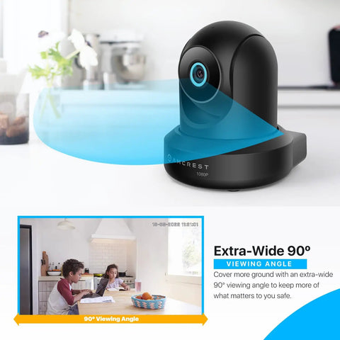 1080P WiFi Indoor Pan Tilt Security Camera, 2MP Wireless IP Surveillance Camera With True HD Video, 90 Degree Wide View, Remote Pan Tilt, Night Vision, IP2M-841B Black, Easy App Access, Real-Time Monitoring For Home