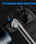 4 Port 12V Usb Car Charger Switch Panel With Pd30w Qc18w Fast Charge, close-up of 2 in 1 panel with USB cables connected.