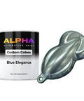 Shop Grade Deep Blue Basecoat Automotive Paint Full Gallon Ready To Spray Straight From Can With Slow Reducer For A Super Clean And Legit Durable Finish next to a metallic color chip.