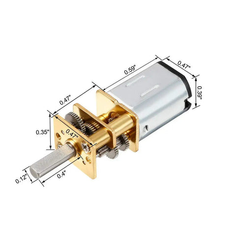 6V 100RPM DC Gear Motor N20 3mm shaft mini metal gearbox with dimensions shown