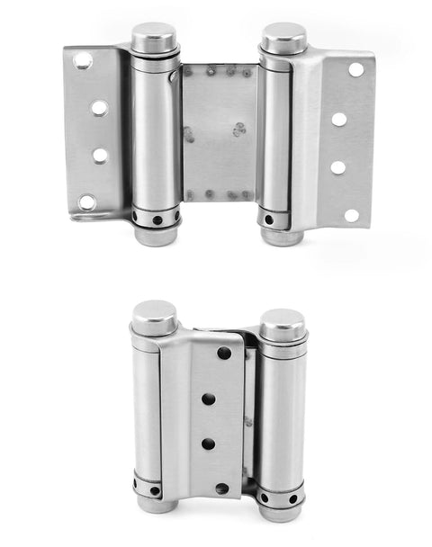 3-inch stainless steel heavy-duty cafe saloon door hinges, self-closing, double-action, front view
3-inch stainless steel heavy-duty cafe saloon door hinges, self-closing, double-action, side view