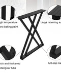 Heavy Duty Metal Table Legs Featuring Rock Solid Wrought Iron Design For Office Desks And Bar Counters Rust Resistant Finish handles details of support features.