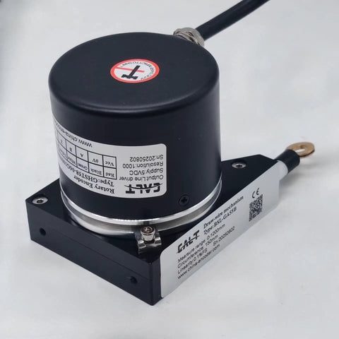 1200mm Draw Wire Length Sensor For Linear Motion Displacement Transducer With 24V Push-Pull Output 1000 PPR Encoder 0-1.2m Range Aluminum Shell 304 Stainless Wire Fast Up To 3 Meters Per Second, black