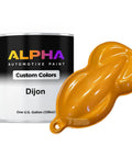 Pro Grade Auto Paint Basecoat 128 Ounce Gallon with Dijon color sample and container showcasing smooth finish.