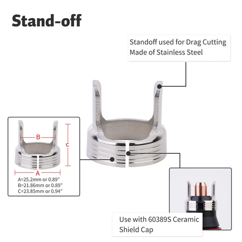 Standoff for 45 Piece Plasma Cutting Torch Tip Nozzle Set For PT60 IPT60 PT40 IPT40 Series with dimensions and use details