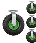 10 Inch Heavy Duty Pneumatic Casters Set Of 4, Swivel And Rigid Air Ride Tires, Industrial Bolt On Wheels For Carts, Smooth Zero Effort Glide, Rock Solid Heavy Load Hauler For Workshop Gear