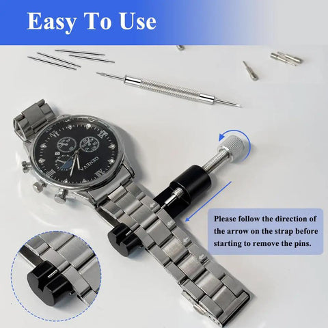 Watch Link Removal Tool Kit For Quick Bracelet Sizing And Repairs, Pro DIY Friendly With Doubled End Pin Punches