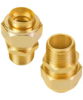 Half Inch NPT Brass Male Nipple Pack of Two for Gas Water Oil and Air Tool Hoses Hex Threaded Connectors, corrosion-resistant adapters