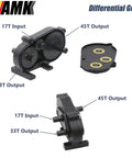 1 By 10 Scale RC Crawler Transmission Kit Beefed Up With Thirty Percent Overdrive Gearbox And Three Driveshafts For Axial SCX10 II Element Enduro DIY LCG Chassis Black, showing gear outputs 45T, 33T, and 17T input.