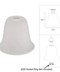 Six Pack Bell Shaped Frosted Glass Shade Replacements For Ceiling Fans And Wall Lights, Lipless With 1-5/8 Inch Fitter Diagram