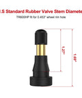 SUNSOUL TR600HP brass tire valve stem with EPDM rubber, black cap, snap-in, 0.453 in rim hole, 5-pack