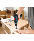 Person using Ultra Lightweight 12V Max Drill/Driver Bare Tool With 3/8 Inch Chuck, 265 In Lbs Torque, 1300 RPM on wood
