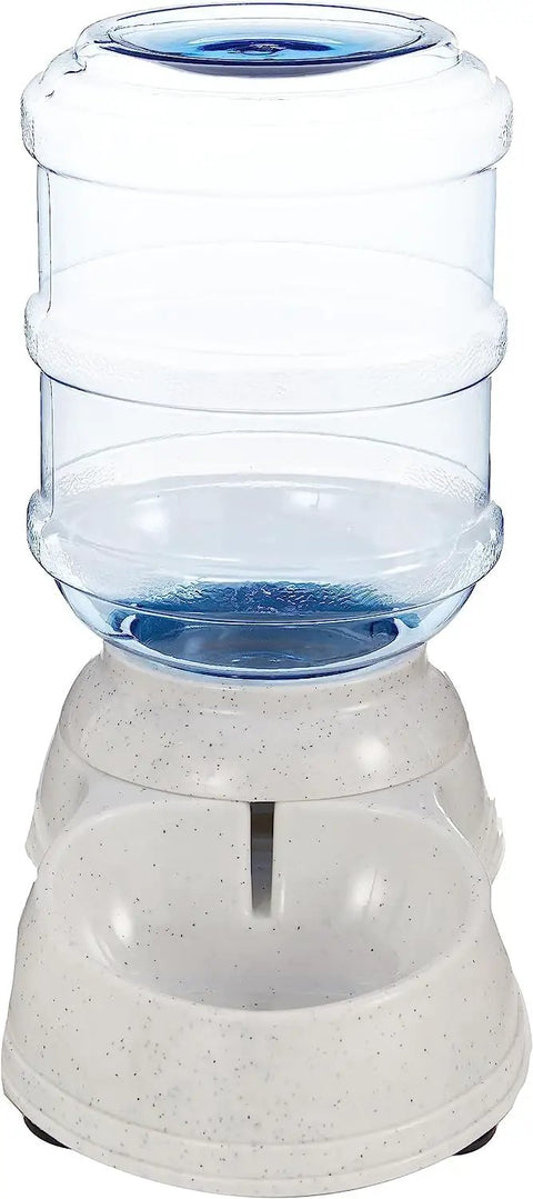 Gravity Pet Water Dispenser For Cats And Dogs Easy To Clean 1 Gallon Capacity Small Gray Unit With Transparent Tank And Anti Skid Base
