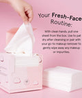 Hand pulling Ultra Soft Disposable Face Towels For Travel Essentials On The Go Extra Large Wipes For Cleanse And Makeup Removal