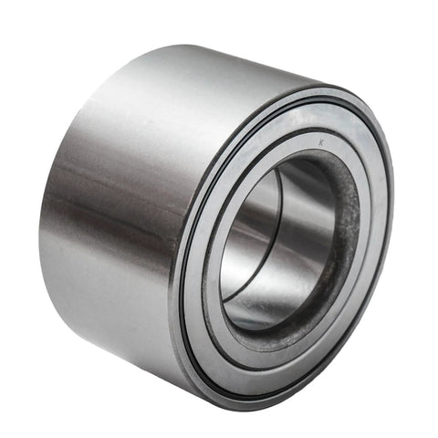 Front view of OE-grade sealed bearing, part of Front Wheel Bearing Assembly Replacement For Ford Fusion And Probe, Kia Sephia, Jaguar XJ8 XJR XKR, Lincoln MKZ Zephyr, Mazda 3 6 626 MPV, Mercury Milan, OE-Grade Sealed Bearing Kit With Easy Install And Drop-In Fit, showing steel construction.