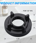 One Half Inch Ips Faucet Mounting Lock Nut Two Pack For Sink Installation Durable Abs Plastic Corrosion Resistant Hardware showing dimensions.