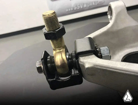 Radius Rod Double-Shear Bracket Kit Pair For Can-Am Maverick X3 XDS XRS 2016 2017 2018 Eliminates Center Knuckle Wear With Beefed-Up Bolts Nylock Nuts And OEM Compatibility, Powder-Coated Black on radius rod mount