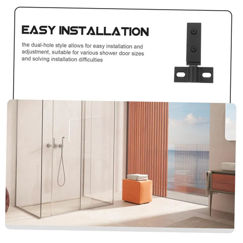Heavy Duty Stainless Steel Shower Door Hinge With Dual Hole Pivot, Black Metal Bathroom Hardware For Frameless Glass Enclosure, easy installation overview.