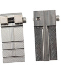 Thinking Process: 2 stainless steel key fixture clamps, 16.9x54.1mm, for holding keys during cutting