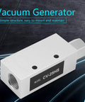 CV-25HS vacuum generator with white housing and Rp1/4 thread port, front view