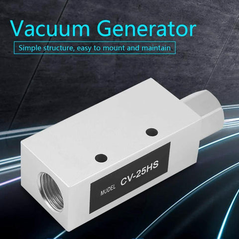 CV-25HS vacuum generator with white housing and Rp1/4 thread port, front view