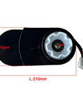 Beast Mode 24V Gearbox For UTV 4x4 150W Motor, 210mm length, 95mm width, 15mm shaft bore, black casing with white gear.
