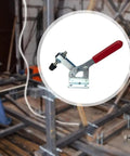 Heavy Duty Horizontal Clamp With Quick Release, 277kg Capacity, Pro Grade Clamping Tool For Woodworking, Carpentry And Welding, Steel And Rubber Construction, 85 Degree Opening, Smooth Lever Action on metal base