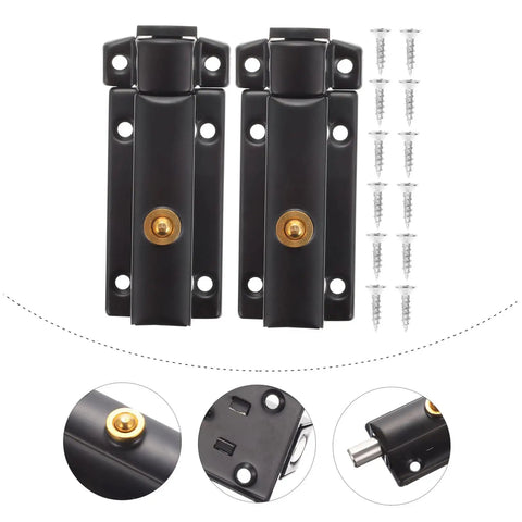 Tough As Nails Heavy Duty Barrel Bolts 2 Pack Slide Lock For Double Doors Gates And Barns Spring Loaded Flush Bolt With Quick Release Button For Slam Secure Home Security Setup