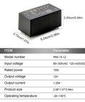 Heavy Lifter 12V Ac Dc Power Supply 15W Single Output With Compact Pcb Mount for Industrial Automation, dimensions shown.