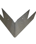 Front view of Beefy Heavy Duty 12 Gauge Steel Corner Bracket For 4x4 Posts with pre-drilled holes for DIY projects