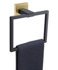 Dope Black And Gold Stainless Steel Towel Ring Wall Mount Square Hand Towel Holder SUS304