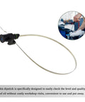 One Piece Car Transmission Oil Dipstick With 23 Point 8 Inch Stainless Steel Engine Oil Level Indicator Immersion Gauge For Most Models High Temperature Resistant Oil Dipstick No Leak Design Replaces OEM 31086 JA00A Black And Silver shown with close-up view of dipstick.