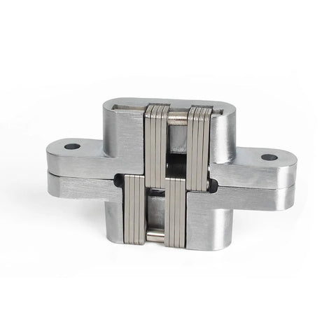 Hidden Door Hinge 0 to 180 Degree Opening Zinc Alloy Door Hardware Silver Small Size, Smooth Quiet Operation, Self Concealed Hinge