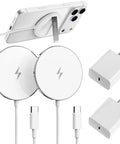 15W MagSafe Charger Magnetic Wireless Pad For iPhone 17 16 15 14 13 12 Series And AirPods Pro 4 2 With PD20W Block Ultra Thin Travel Ready 2 Pack 5Ft Cables Strong Magnet Fast Everyday Convenience shown with cables and adapters