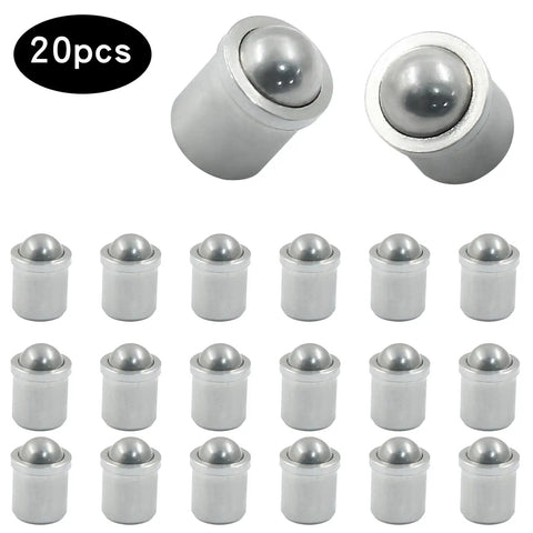 Hella Tough Stainless Steel Ball Plungers 0.24 Inch Diameter 20 Pack heavy duty ball bearing plunger pins arranged in a grid.