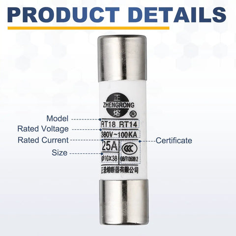 Industrial Grade Ceramic Cartridge Fuses 10x38mm F Type 380V 2A Fast Blow For Power Systems And Machinery, single fuse shown