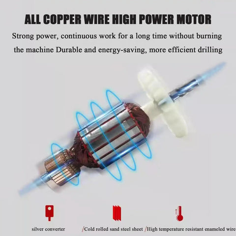 All copper wire high power motor of Rugged 1080W Magnetic Drill Press With 16mm Bore, Portable Heavy Duty Mag Drill.