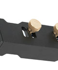 Topnotch Aluminum Extrusion Drill Jig Hassle Free Double Hole Punch Locator for 20 30 40 Tslot Frames, showcasing knobs and body.