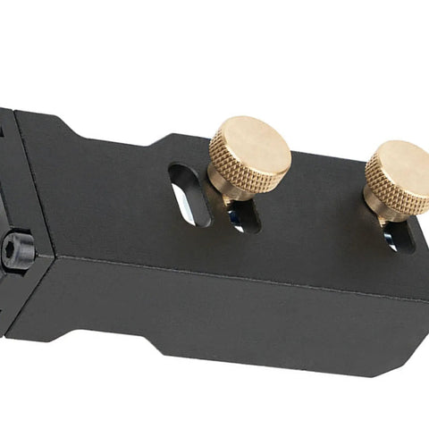 Topnotch Aluminum Extrusion Drill Jig Hassle Free Double Hole Punch Locator for 20 30 40 Tslot Frames, showcasing knobs and body.