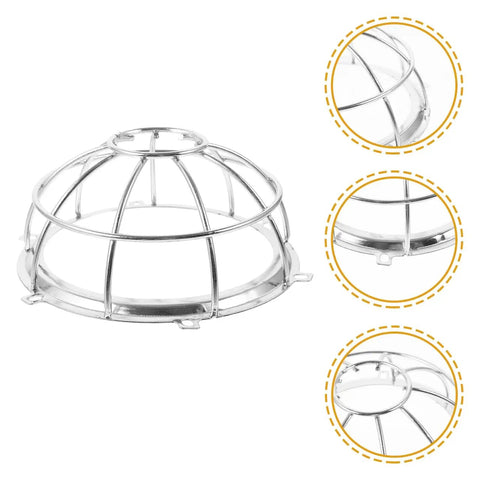 Built Like A Truck Fire Sprinkler Guard Screw Type Cage Cover, round silver steel, protects sprinkler heads from impact damage.